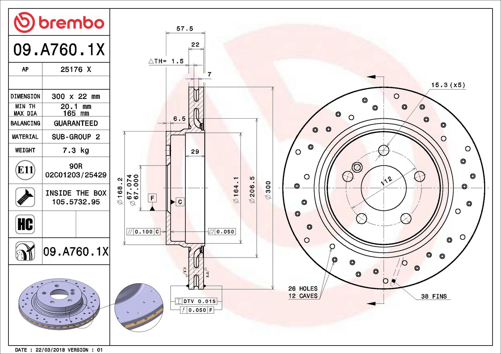 XTRA Rear Disc Brake Rotor - 09.A760.1X_06