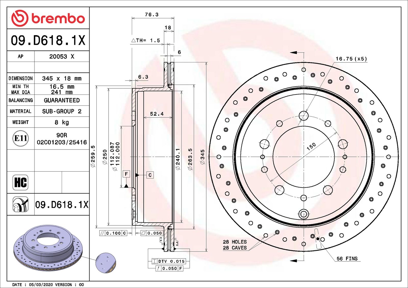 XTRA Rear Disc Brake Rotor - 09.D618.1X_06