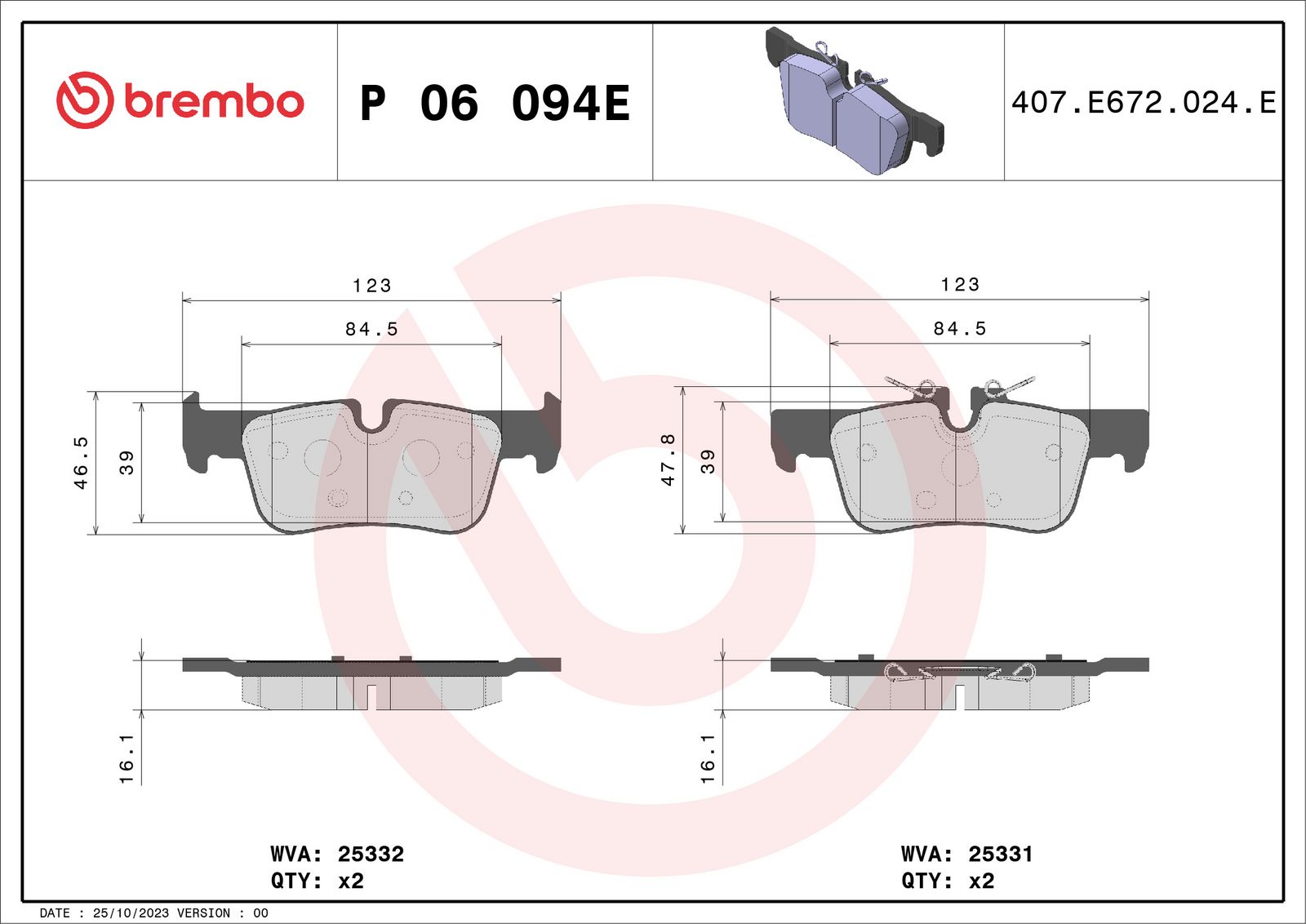 BEYOND EV Rear Disc Brake Pad Set - P06094E_03