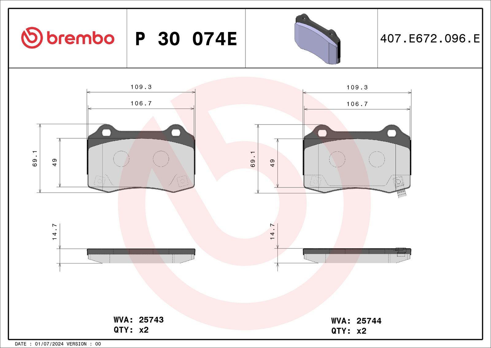 BEYOND EV Rear Disc Brake Pad Set - P30074E_03