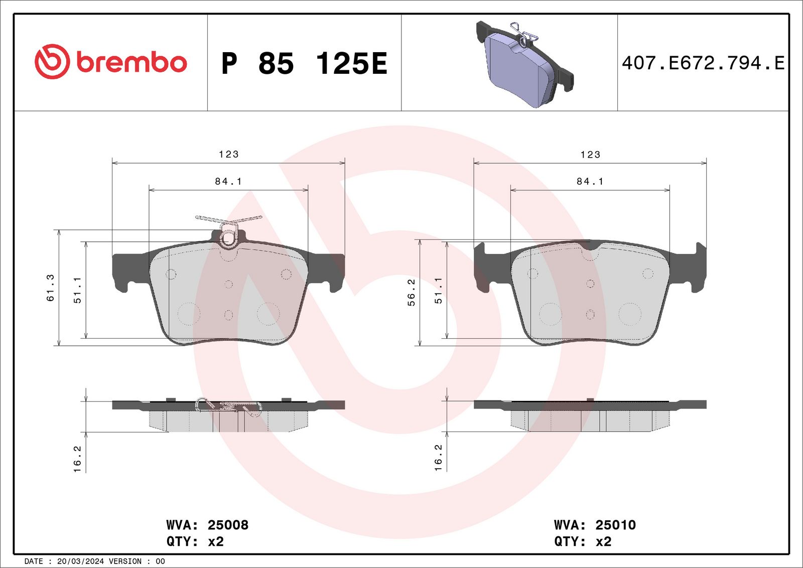 BEYOND EV Rear Disc Brake Pad Set - P85125E_03