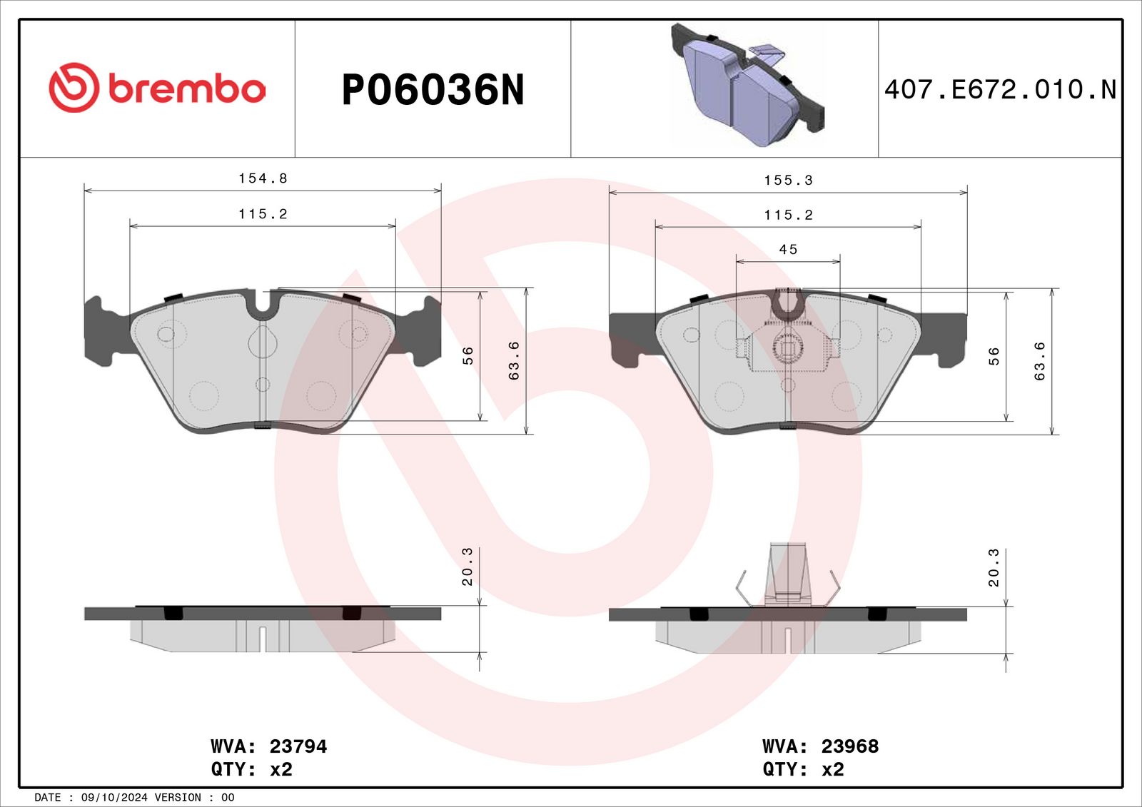 PRIME Ceramic Front Disc Brake Pad Set - P06036N_01