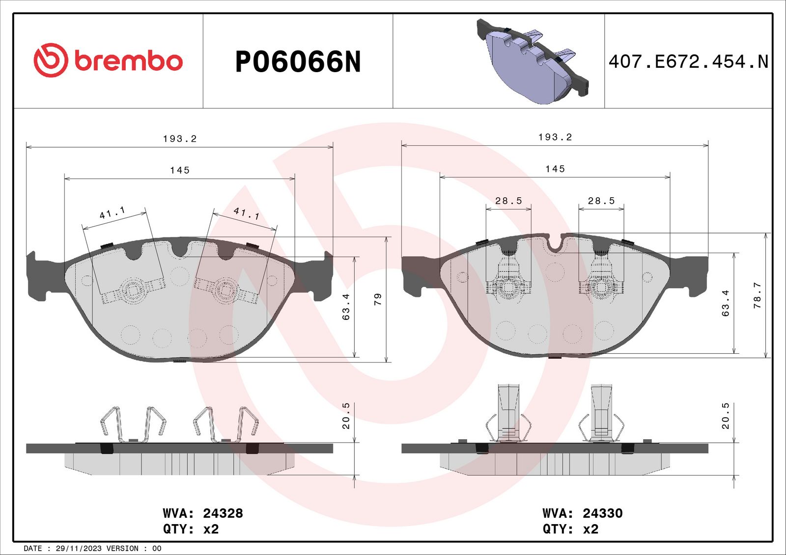 PRIME Ceramic Front Disc Brake Pad Set - P06066N_01