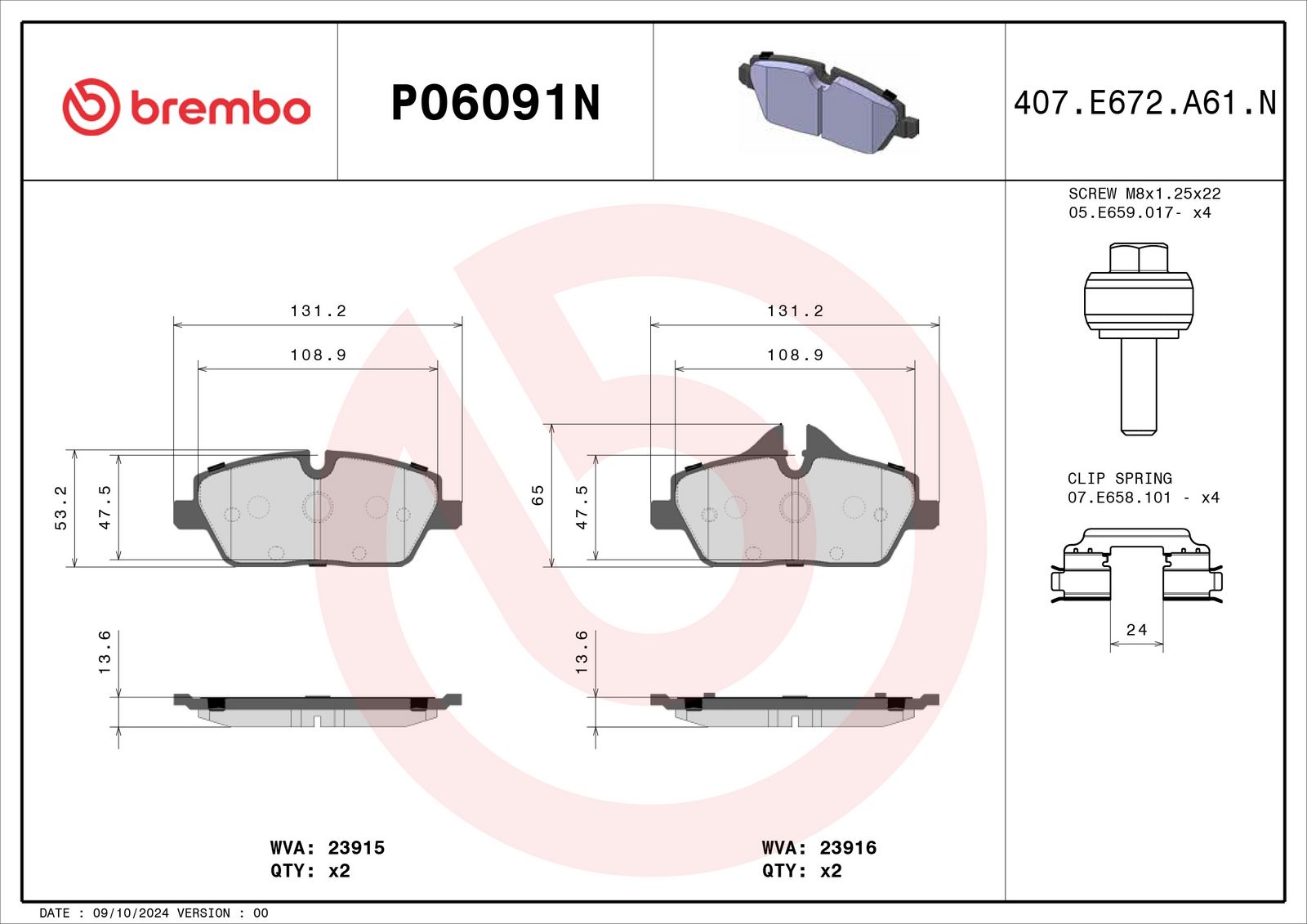 PRIME Ceramic Front Disc Brake Pad Set - P06091N_01