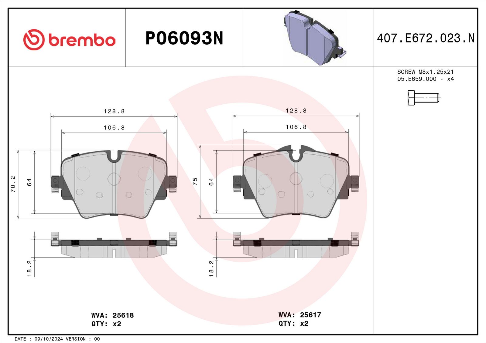 PRIME Ceramic Front Disc Brake Pad Set - P06093N_01