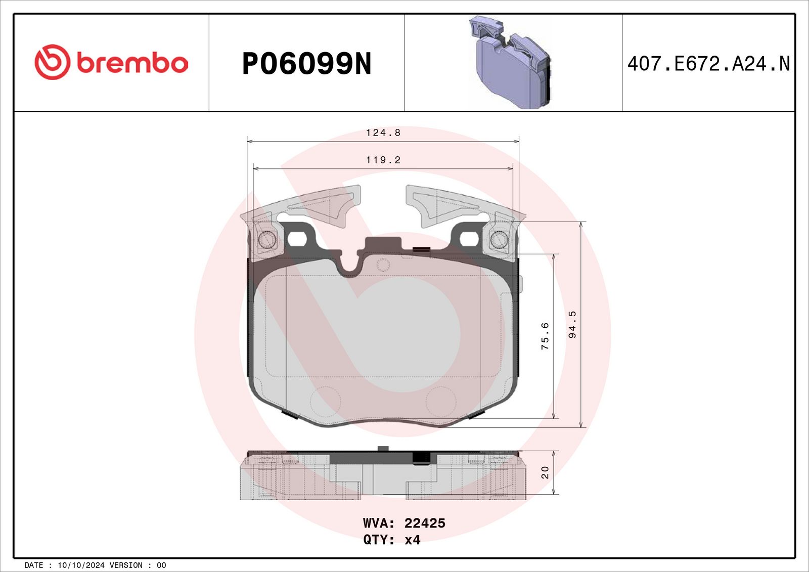 PRIME Ceramic Front Disc Brake Pad Set - P06099N_01
