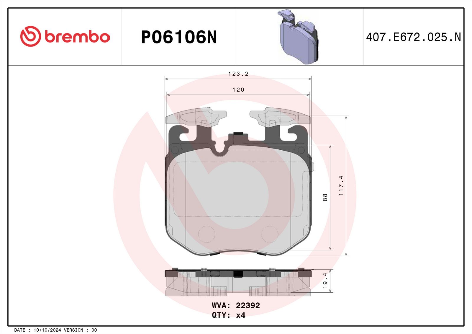 PRIME Ceramic Front Disc Brake Pad Set - P06106N_01