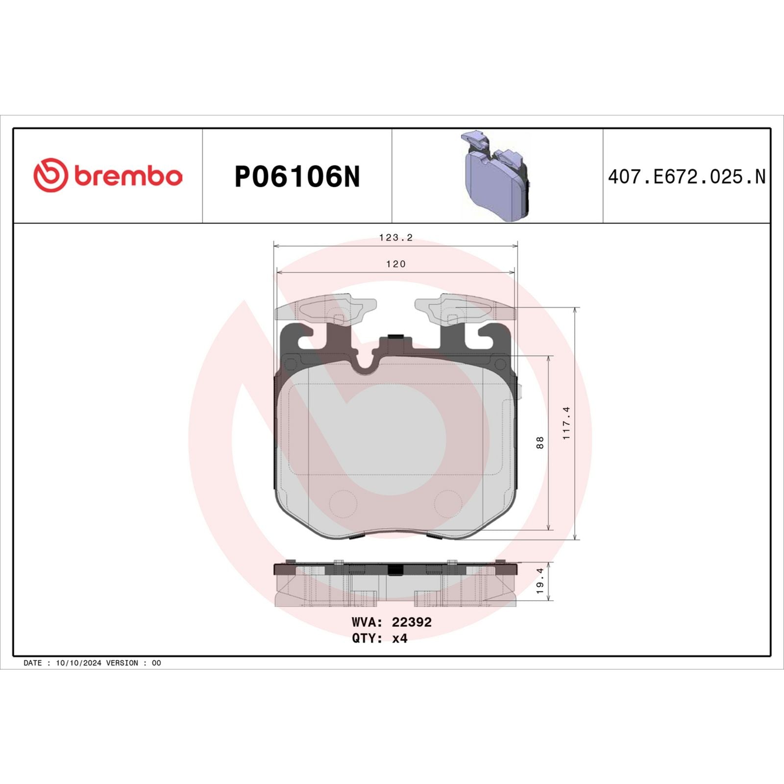PRIME Ceramic Front Disc Brake Pad Set - P06106N_07
