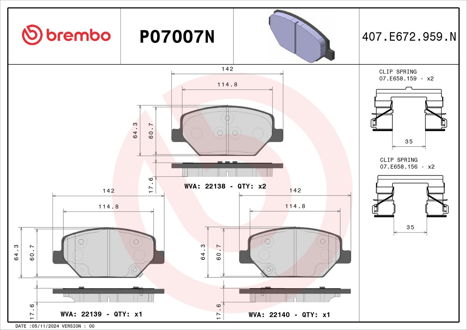 PRIME Ceramic Front Disc Brake Pad Set - P07007N_01