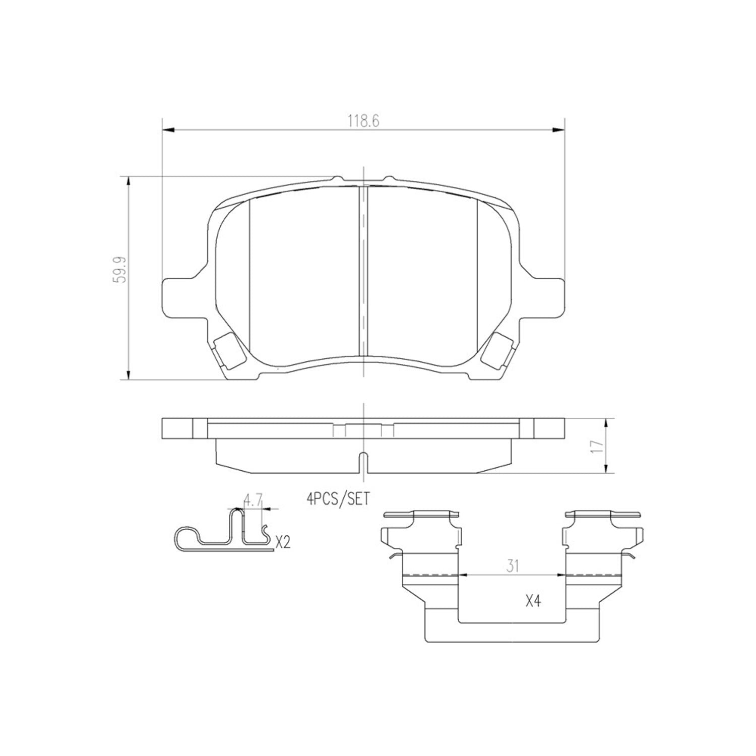 PRIME Ceramic Front Disc Brake Pad Set - P10014N_02