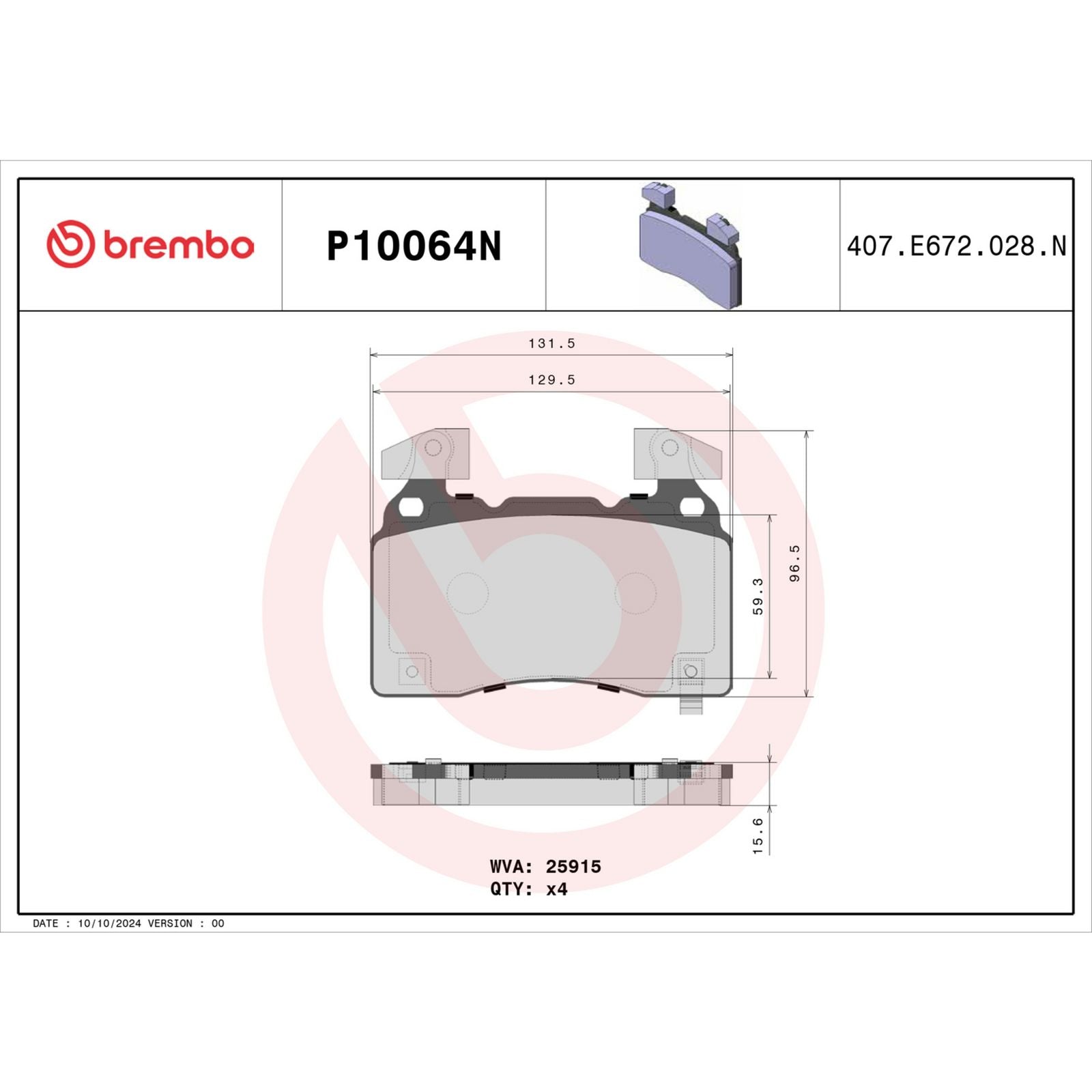 PRIME Ceramic Front Disc Brake Pad Set - P10064N_03
