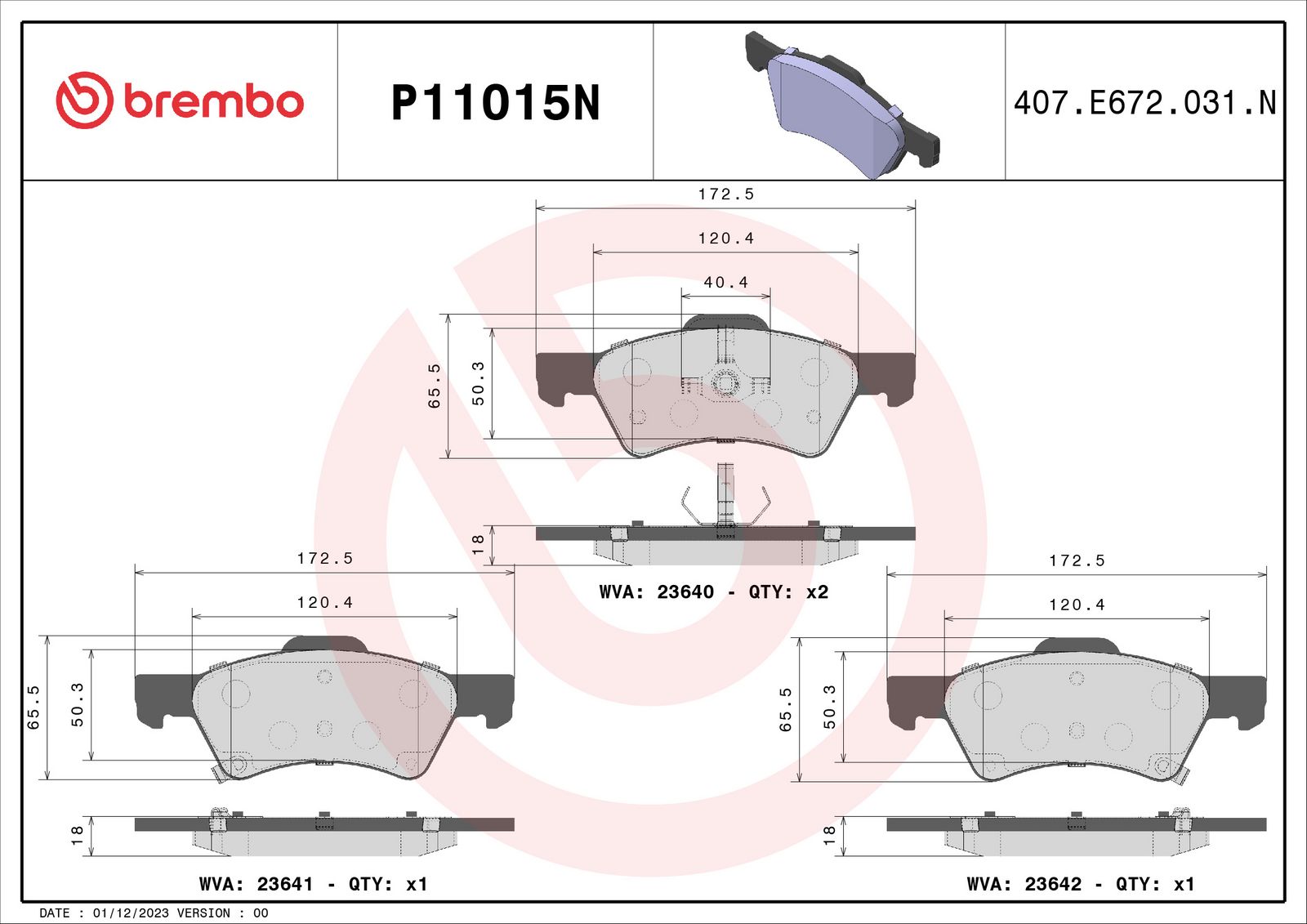 PRIME Ceramic Front Disc Brake Pad Set - P11015N_01
