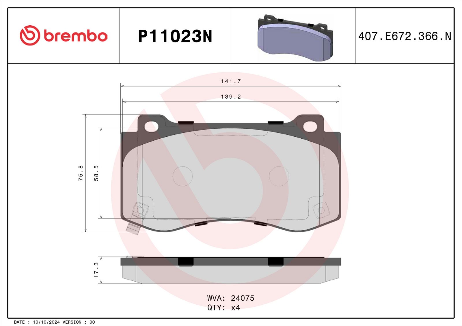 PRIME Ceramic Front Disc Brake Pad Set - P11023N_01