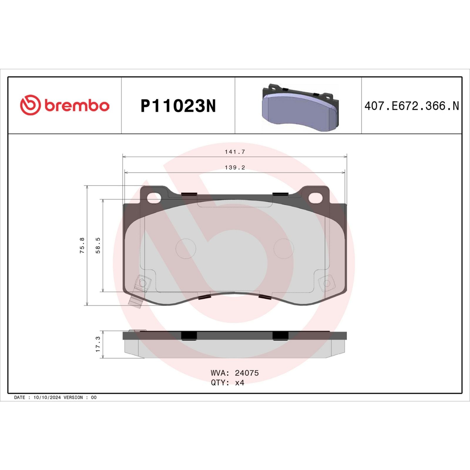PRIME Ceramic Front Disc Brake Pad Set - P11023N_03