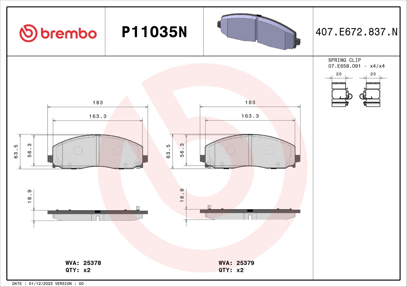 PRIME Ceramic Front Disc Brake Pad Set - P11035N_01