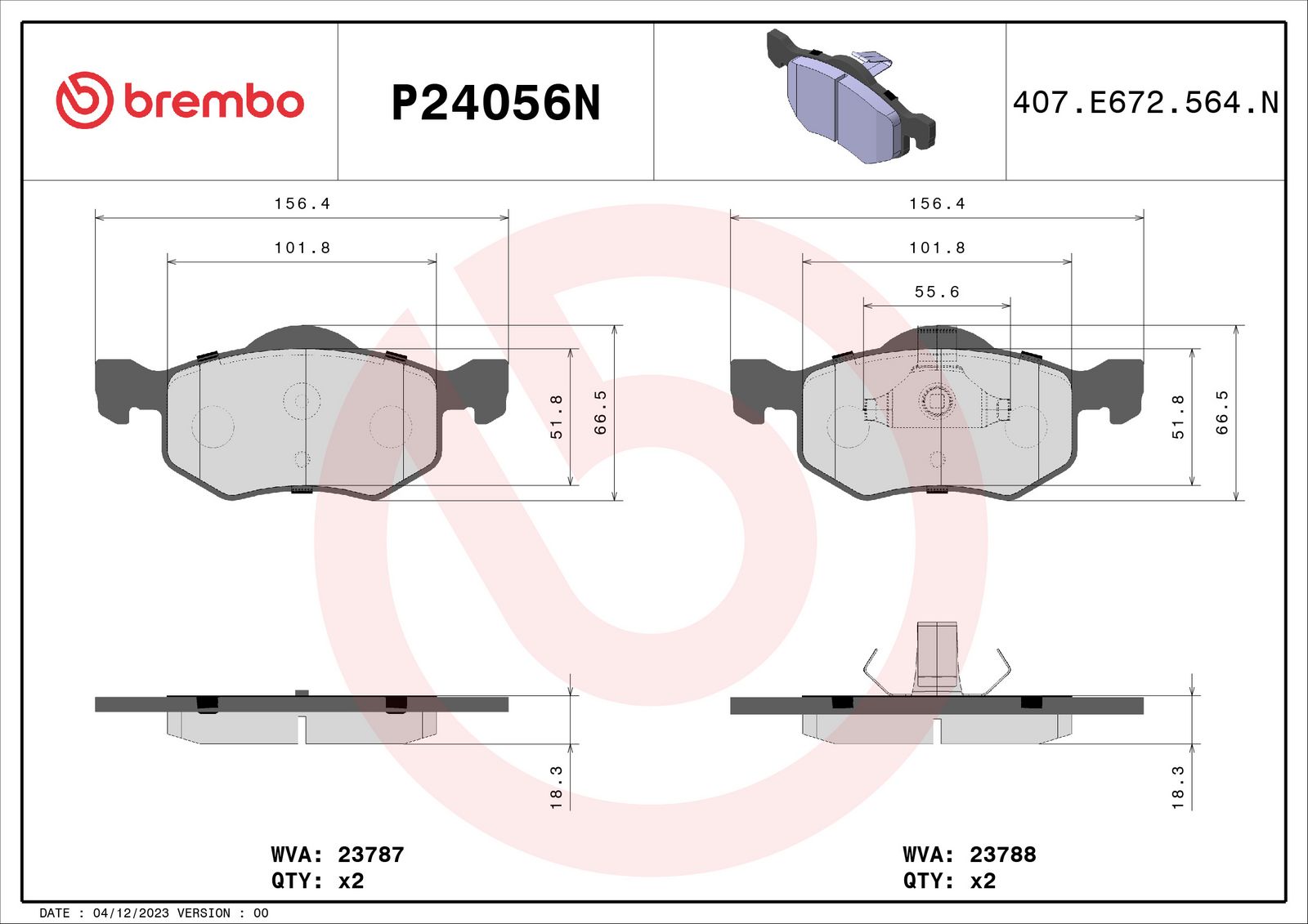 PRIME Ceramic Front Disc Brake Pad Set - P24056N_01