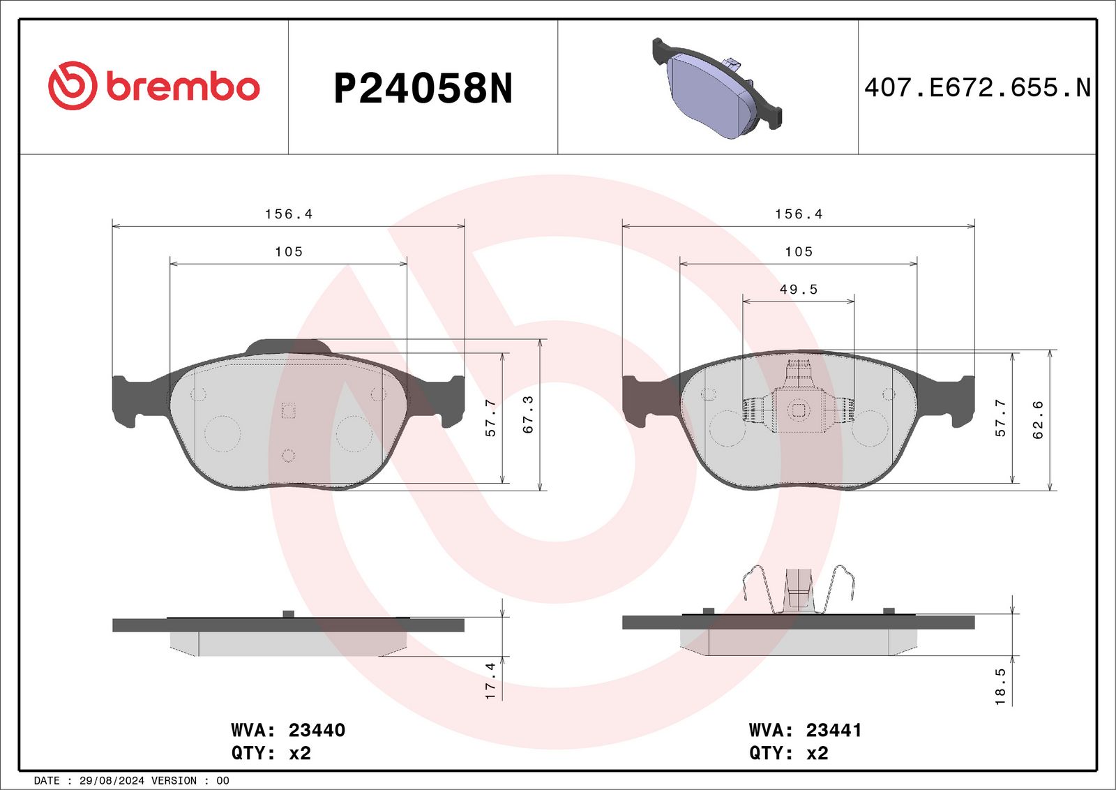 PRIME Ceramic Front Disc Brake Pad Set - P24058N_01
