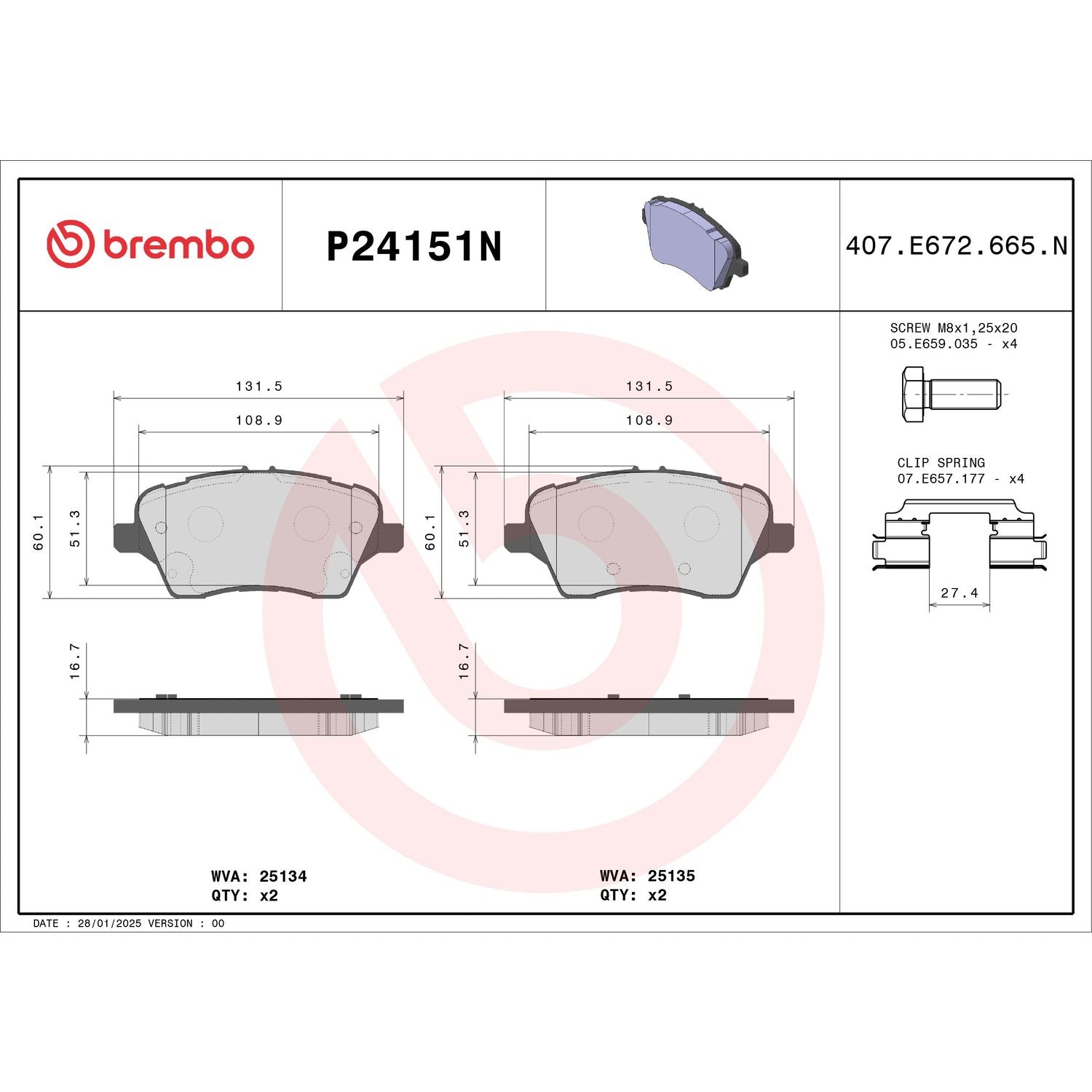 PRIME Ceramic Front Disc Brake Pad Set - P24151N_01