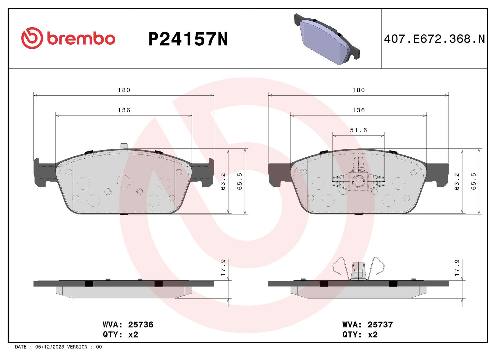 PRIME Ceramic Front Disc Brake Pad Set - P24157N_01