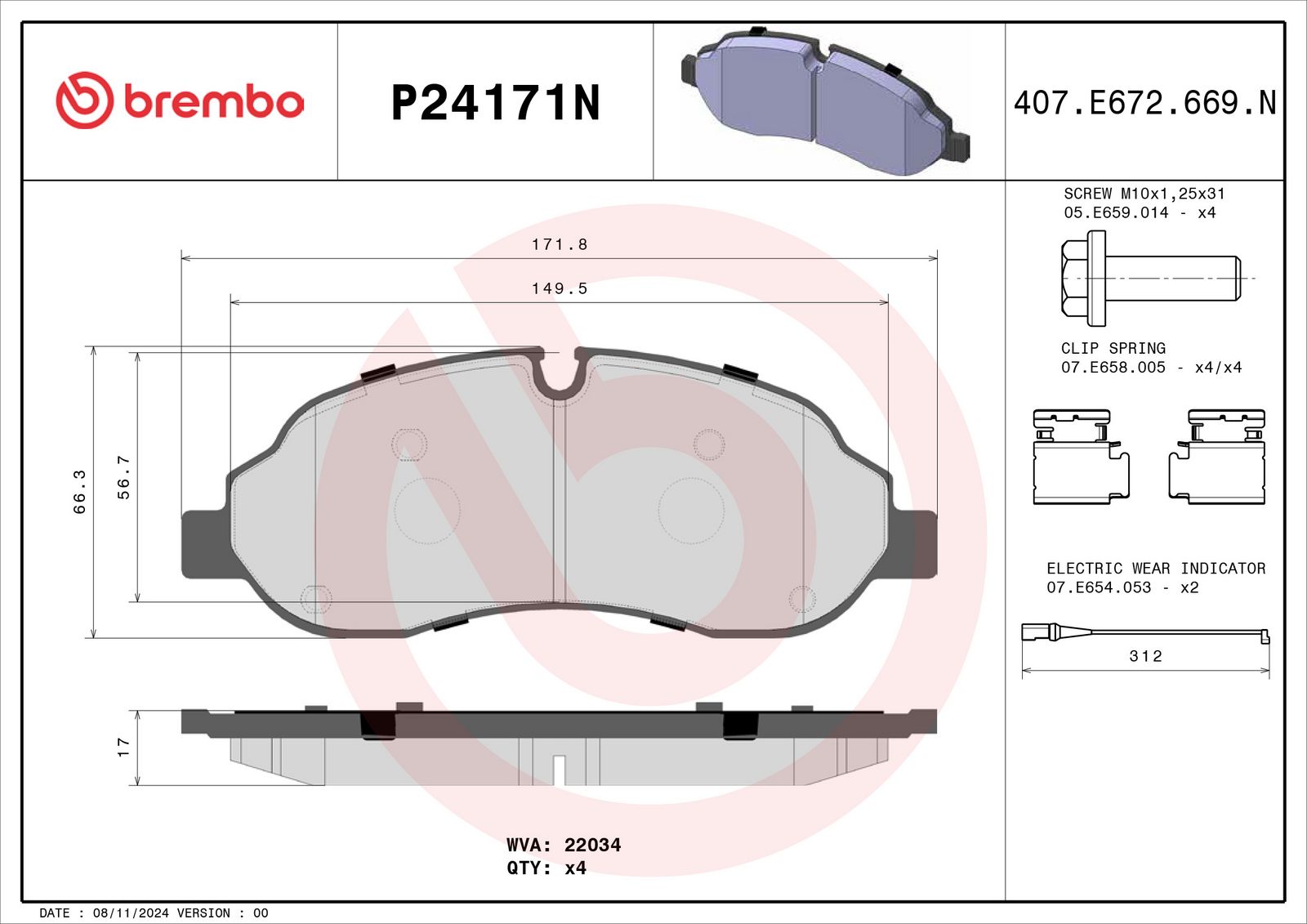 PRIME Ceramic Front Disc Brake Pad Set - P24171N_01