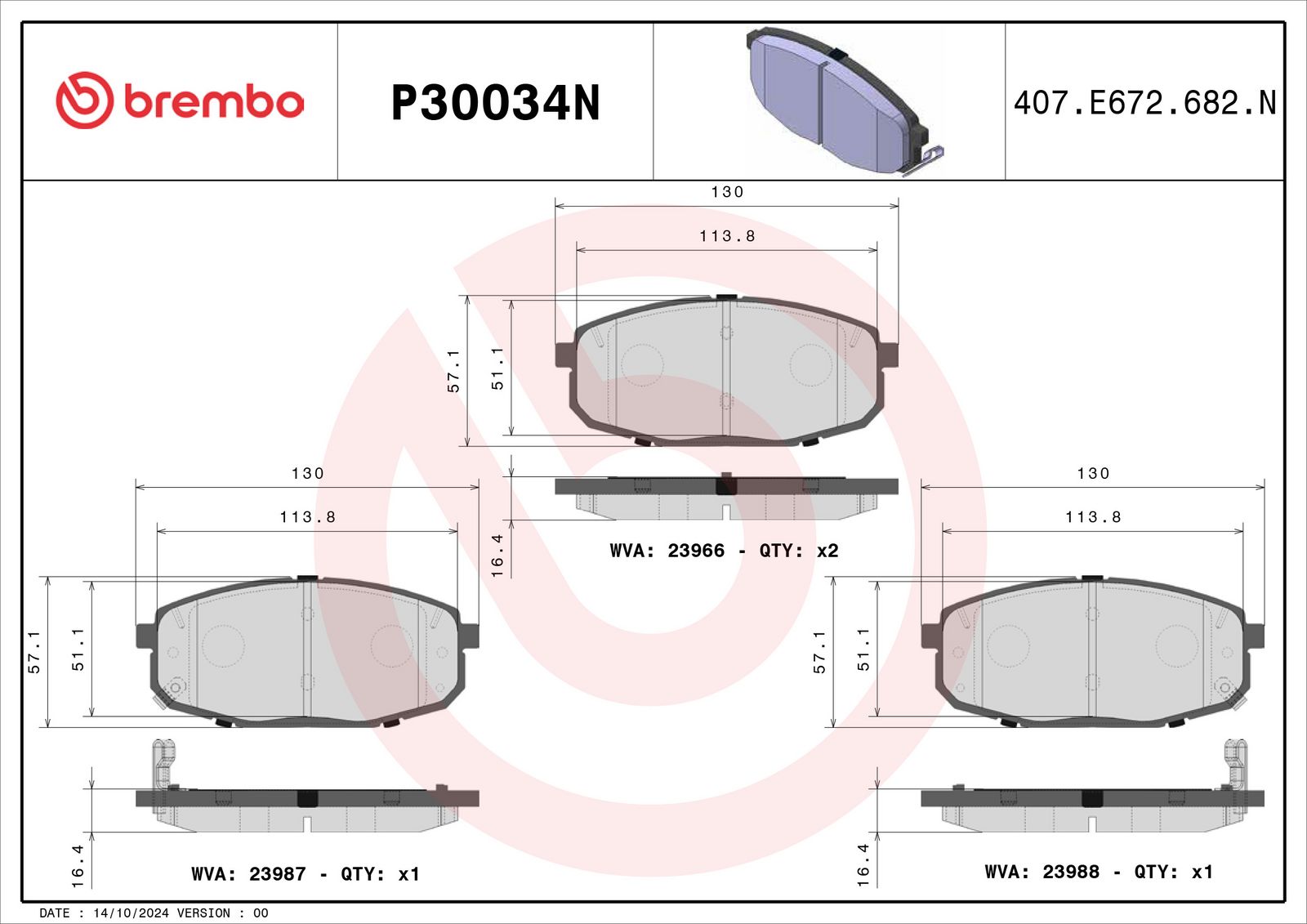 PRIME Ceramic Front Disc Brake Pad Set - P30034N_01