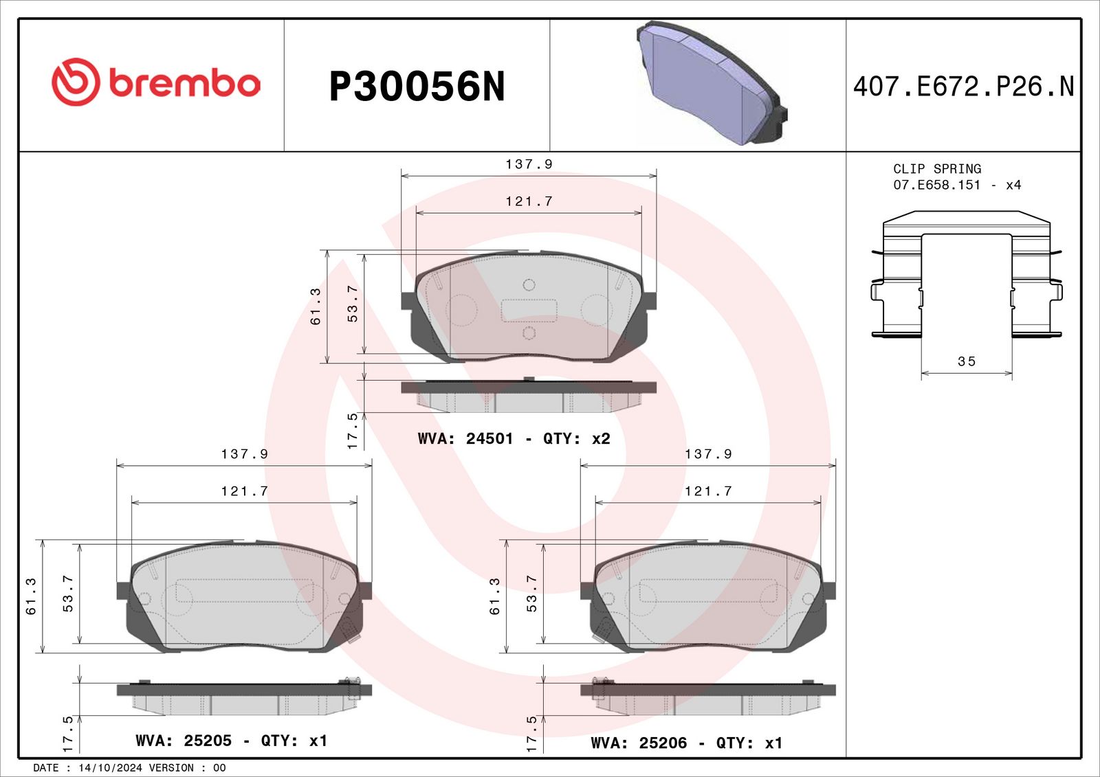 PRIME Ceramic Front Disc Brake Pad Set - P30056N_01