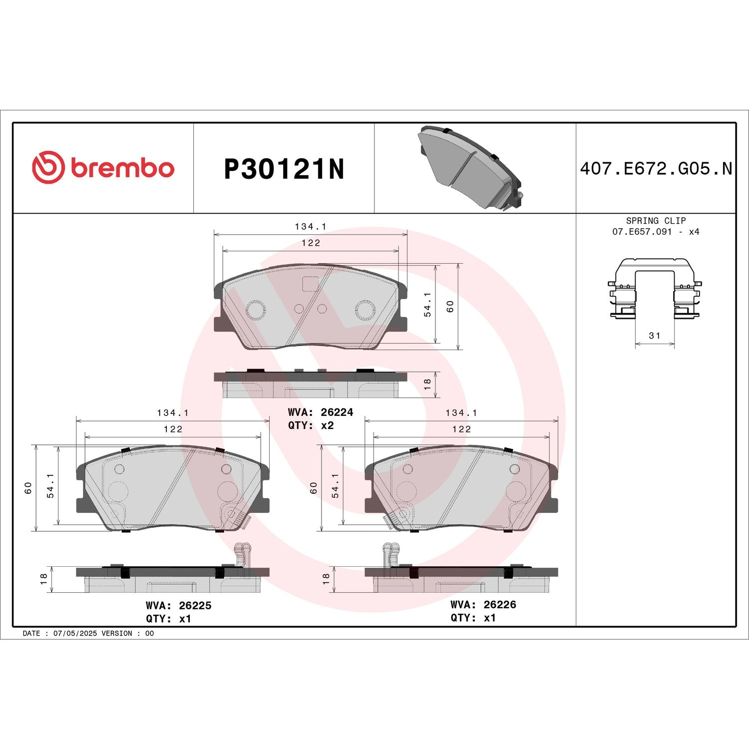 PRIME Ceramic Front Disc Brake Pad Set - P30121N_01