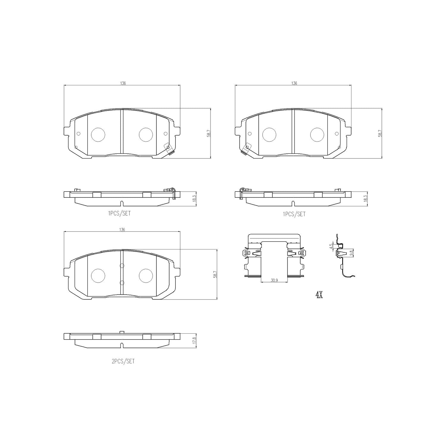PRIME Ceramic Front Disc Brake Pad Set - P30145N_01