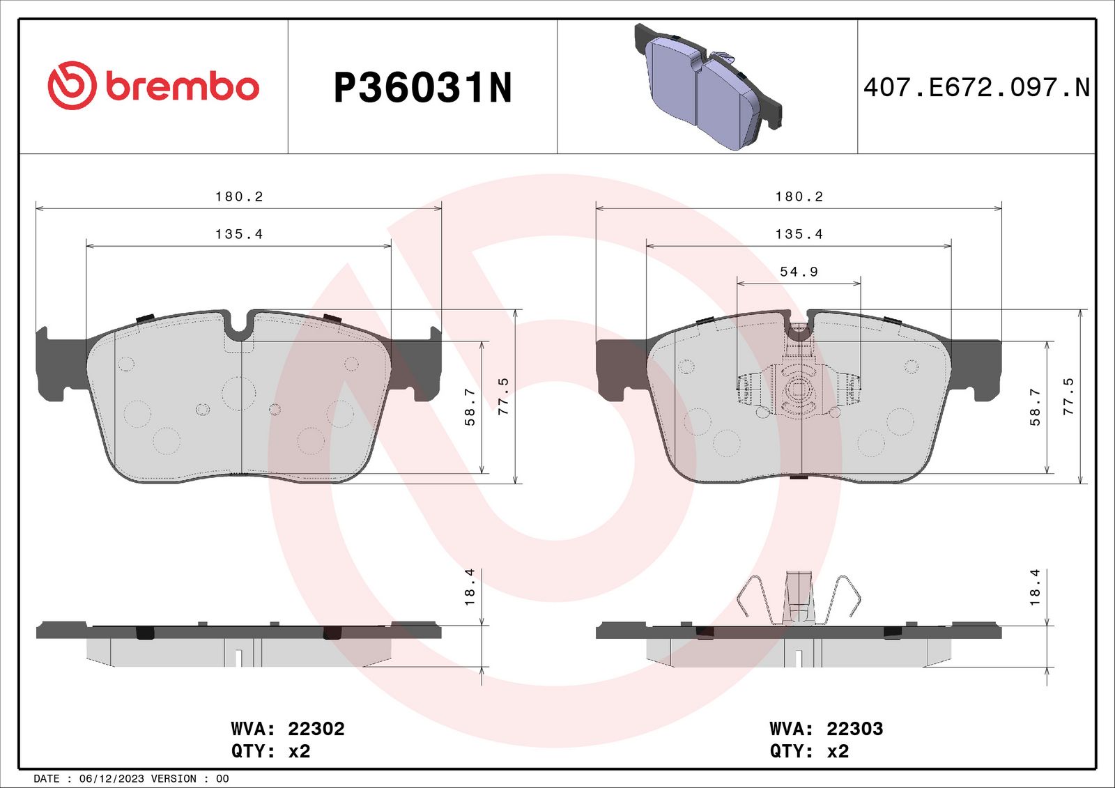 PRIME Ceramic Front Disc Brake Pad Set - P36031N_01