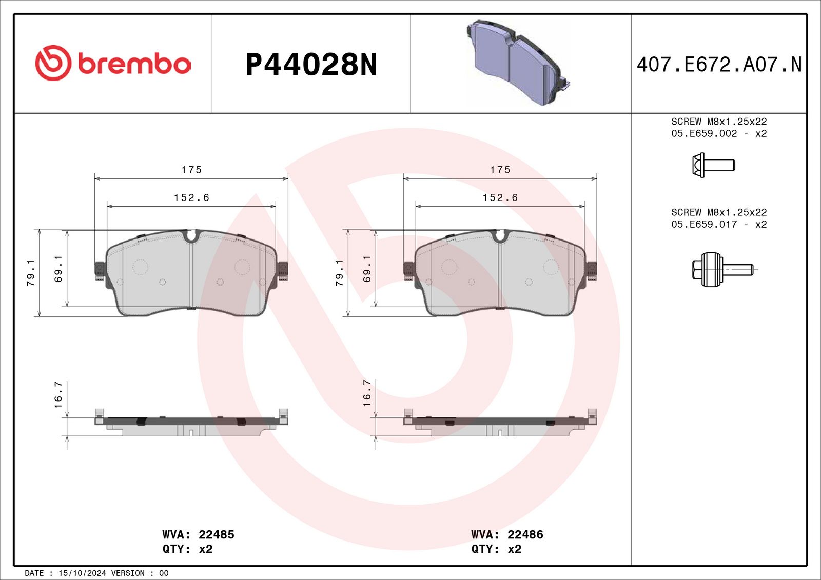 PRIME Ceramic Front Disc Brake Pad Set - P44028N_01