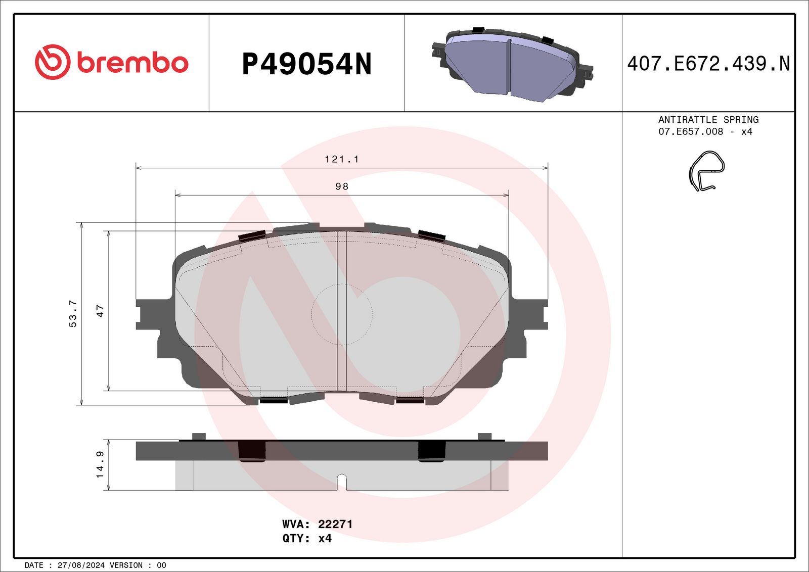 PRIME Ceramic Front Disc Brake Pad Set - P49054N_02