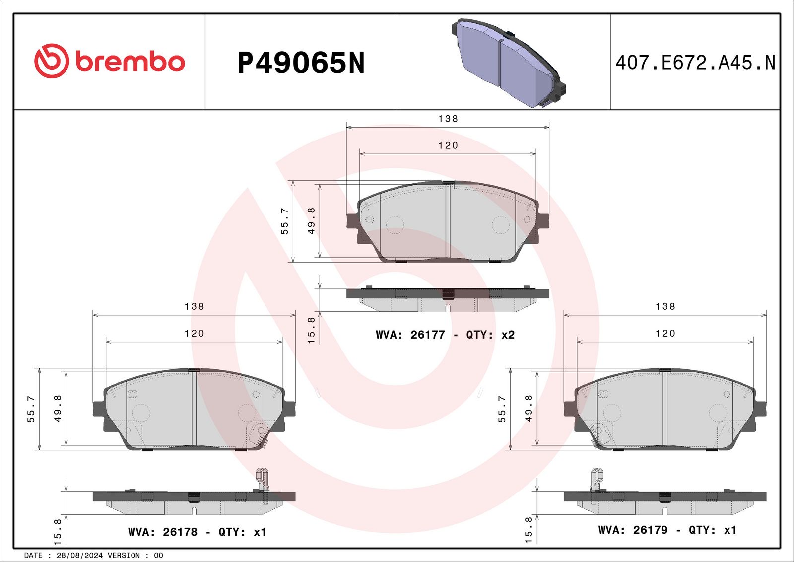 PRIME Ceramic Front Disc Brake Pad Set - P49065N_01