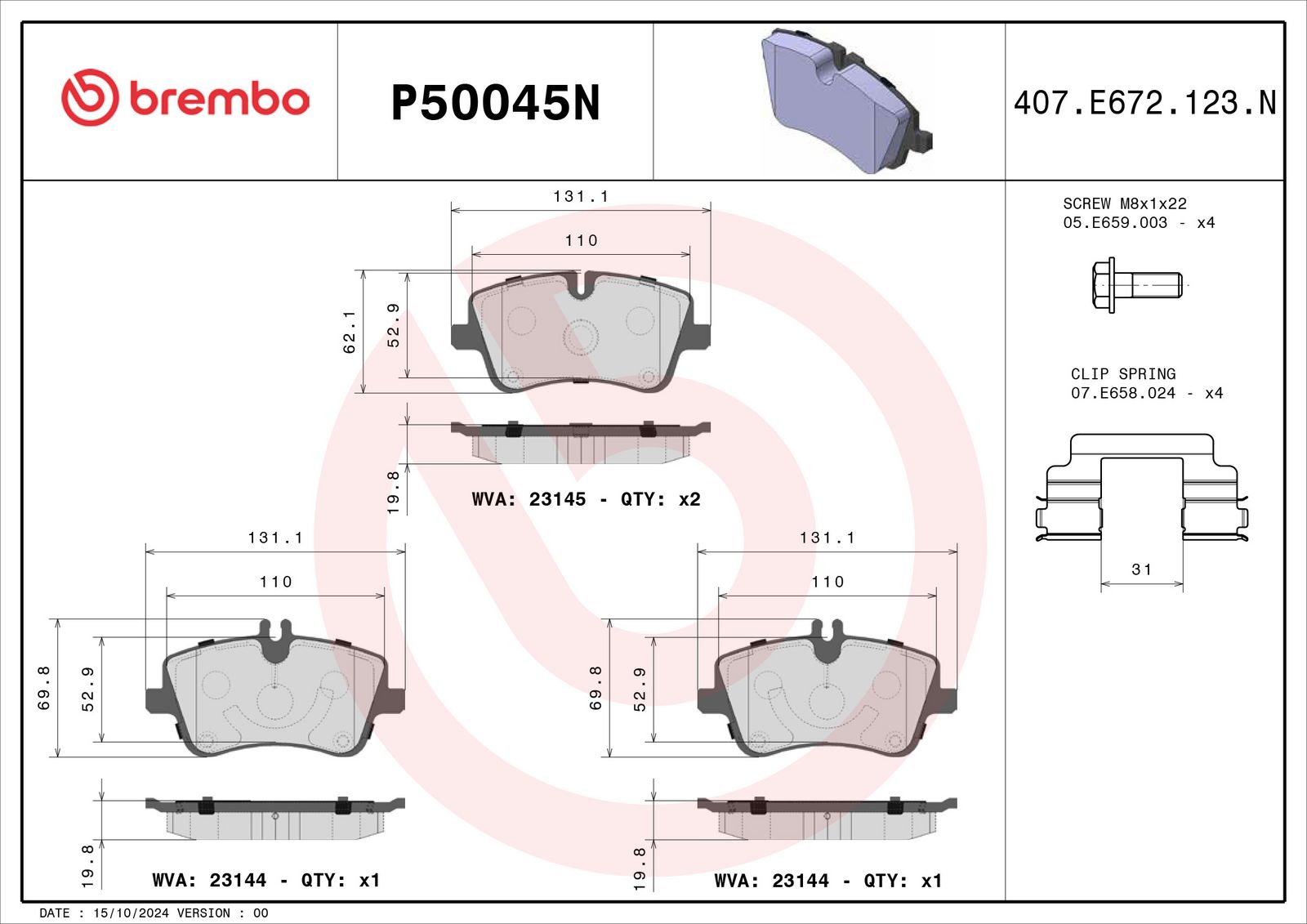 PRIME Ceramic Front Disc Brake Pad Set - P50045N_02