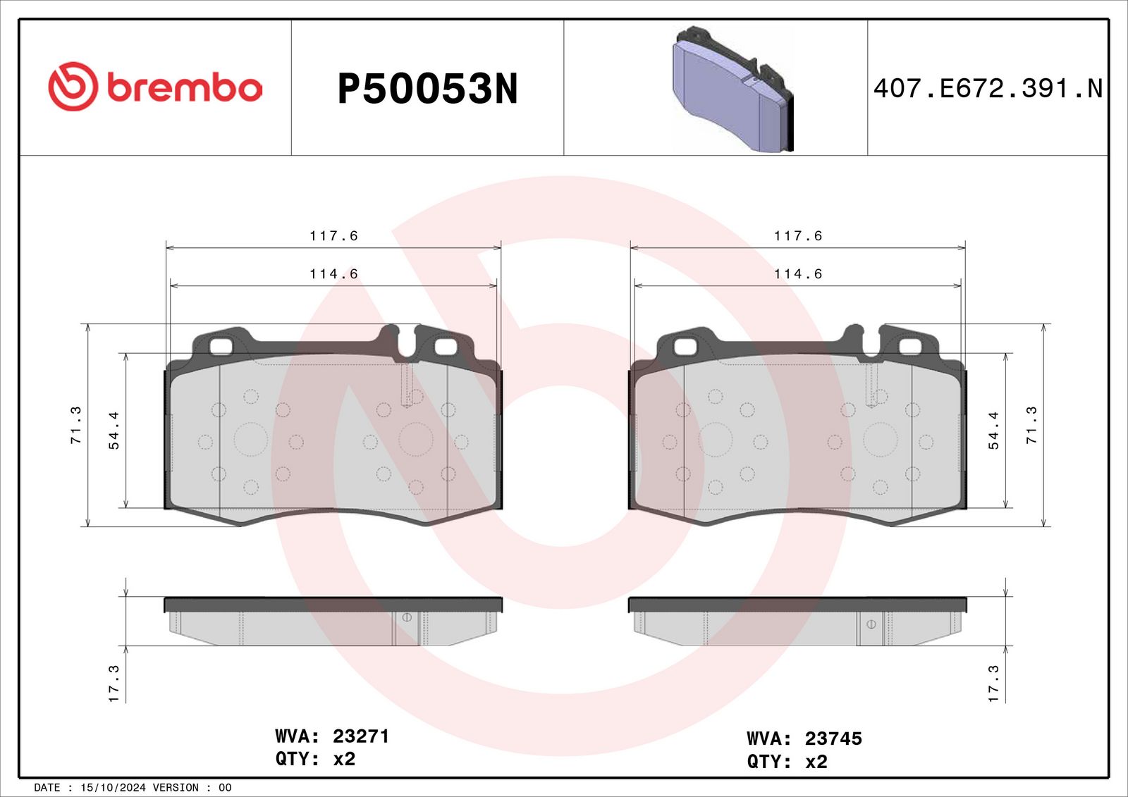 PRIME Ceramic Front Disc Brake Pad Set - P50053N_02