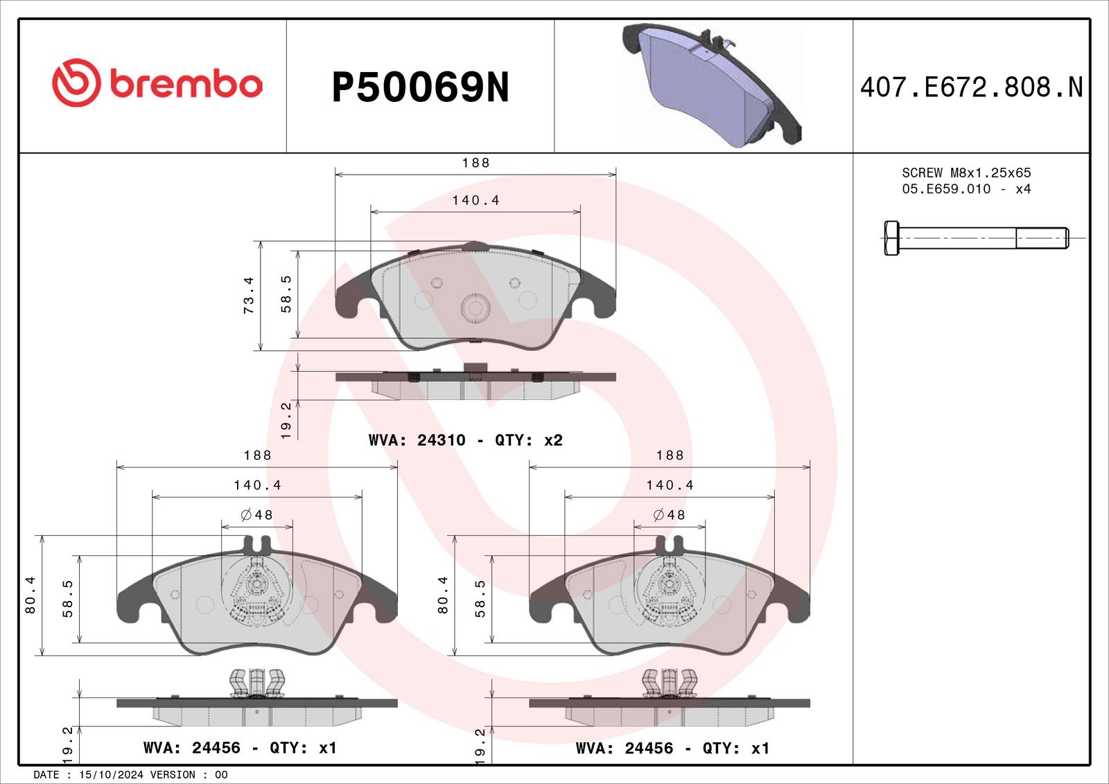 PRIME Ceramic Front Disc Brake Pad Set - P50069N_02