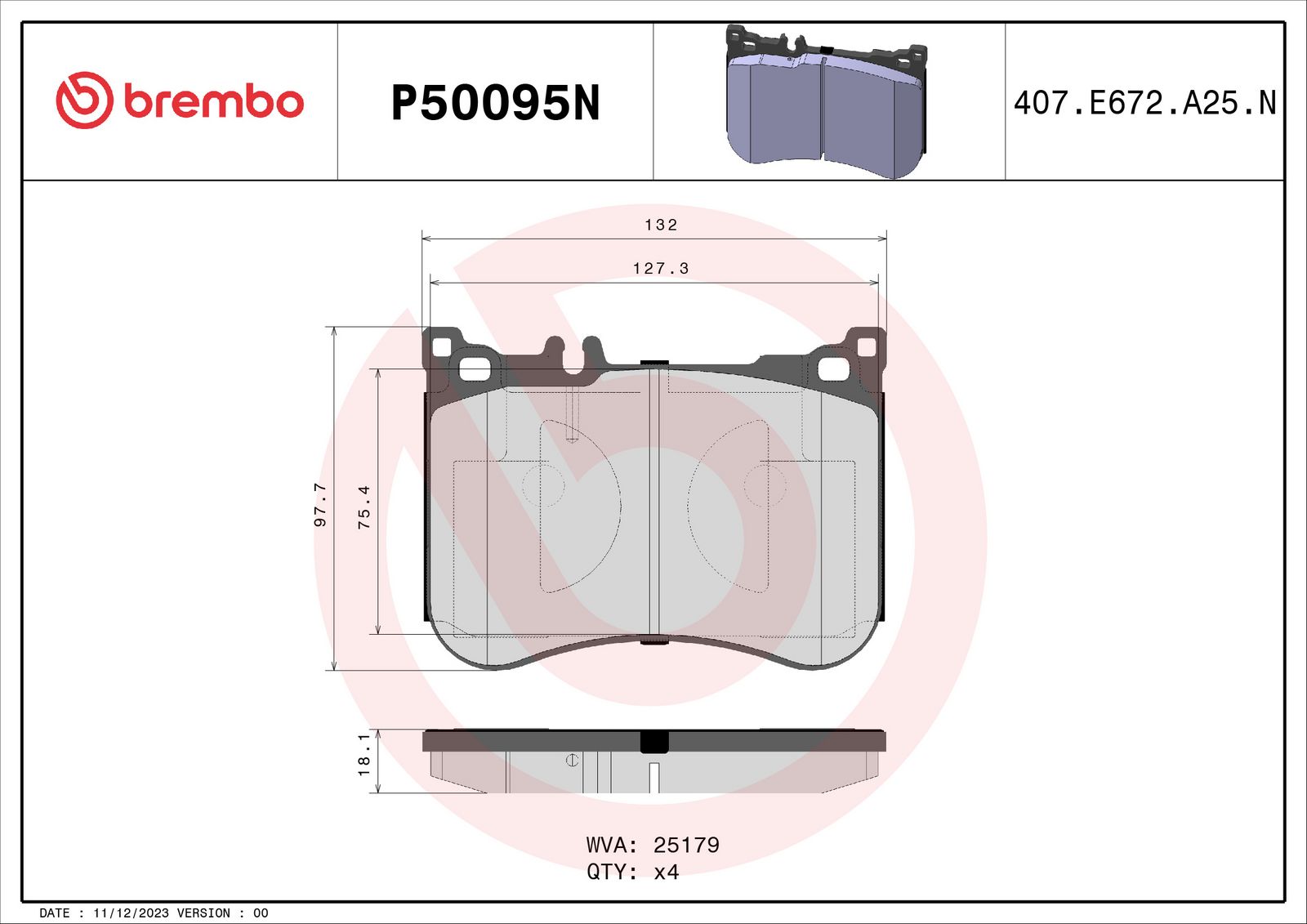 PRIME Ceramic Front Disc Brake Pad Set - P50095N_02
