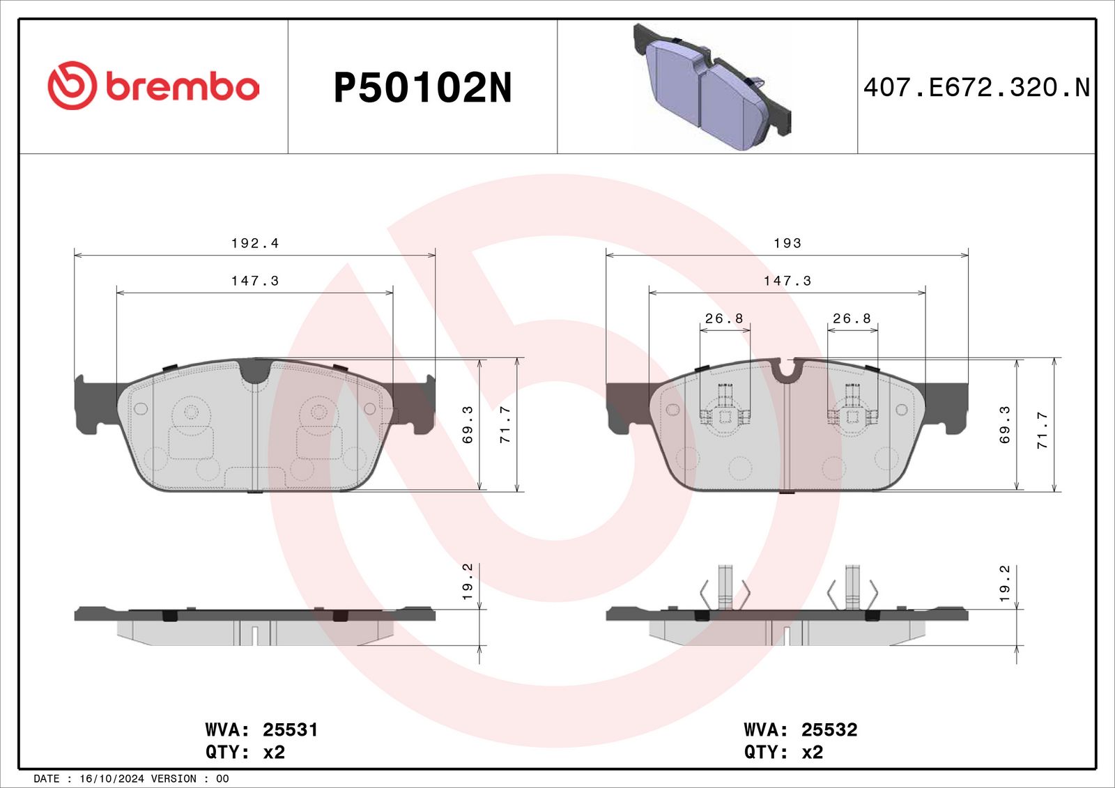 PRIME Ceramic Front Disc Brake Pad Set - P50102N_02
