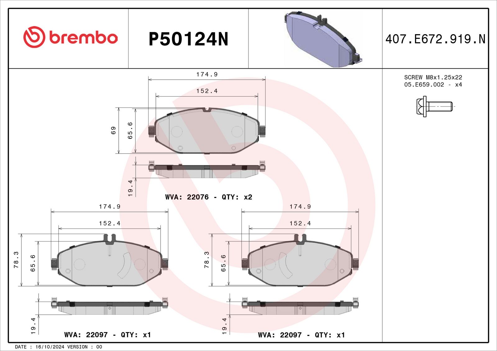 PRIME Ceramic Front Disc Brake Pad Set - P50124N_01