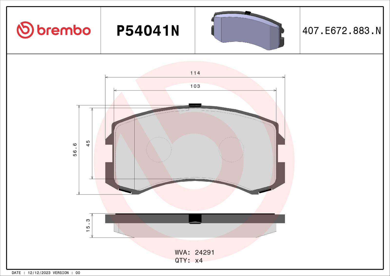 PRIME Ceramic Front Disc Brake Pad Set - P54041N_02