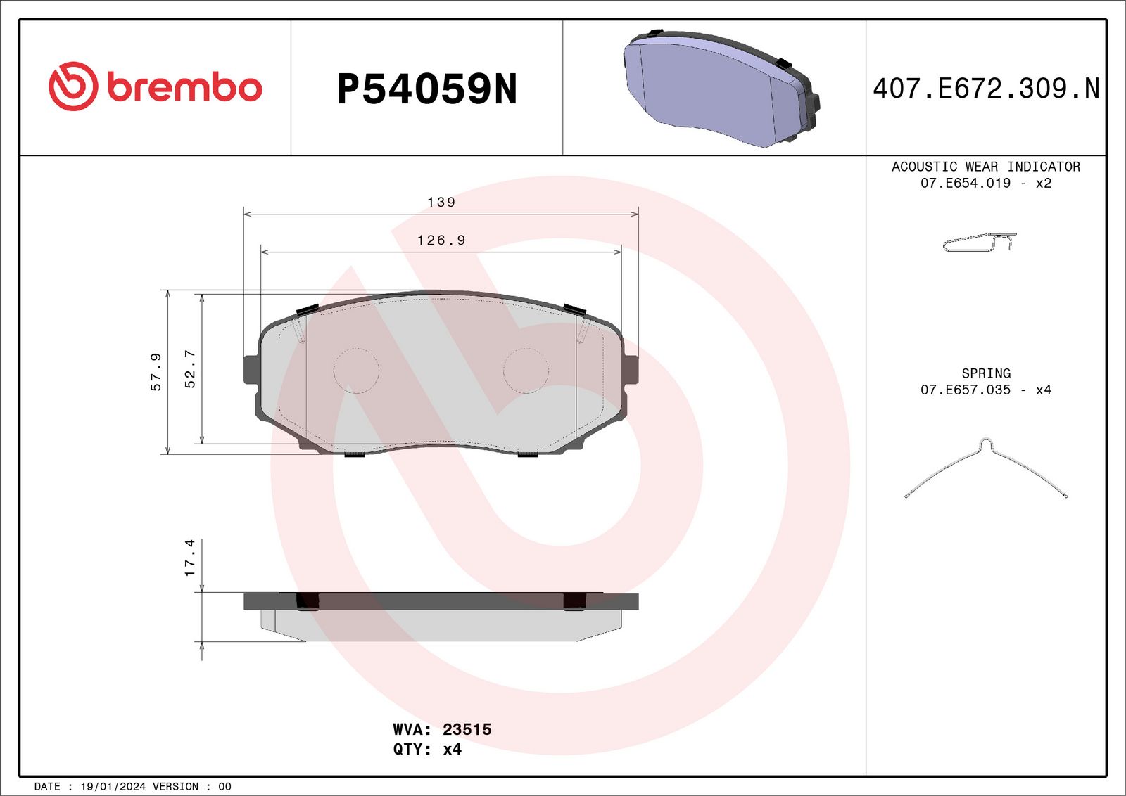 PRIME Ceramic Front Disc Brake Pad Set - P54059N_01