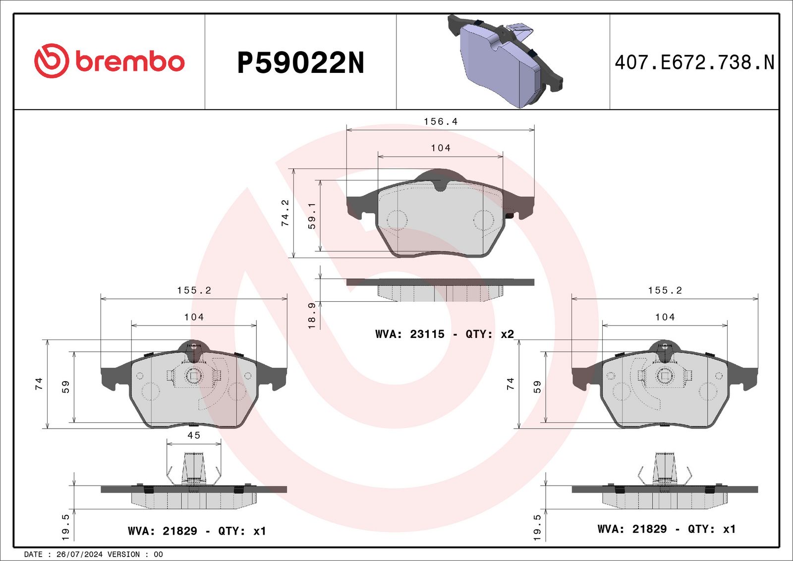 PRIME Ceramic Front Disc Brake Pad Set - P59022N_02