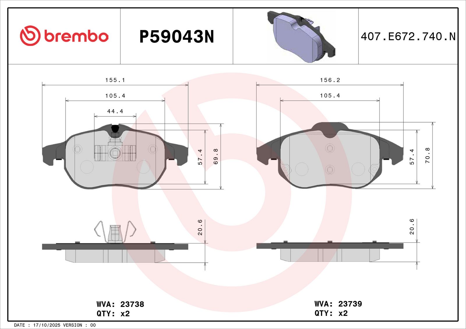 PRIME Ceramic Front Disc Brake Pad Set - P59043N_02