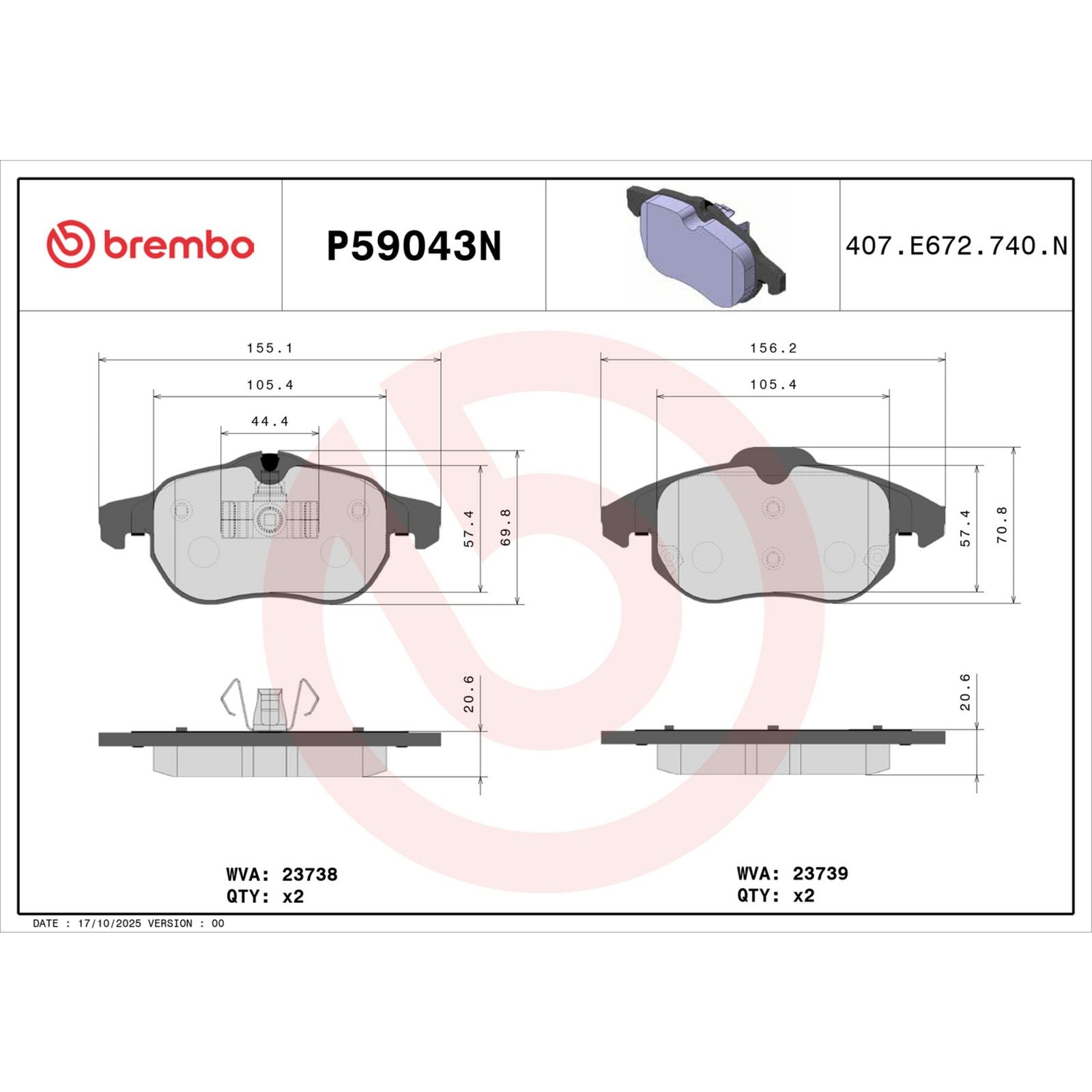 PRIME Ceramic Front Disc Brake Pad Set - P59043N_03