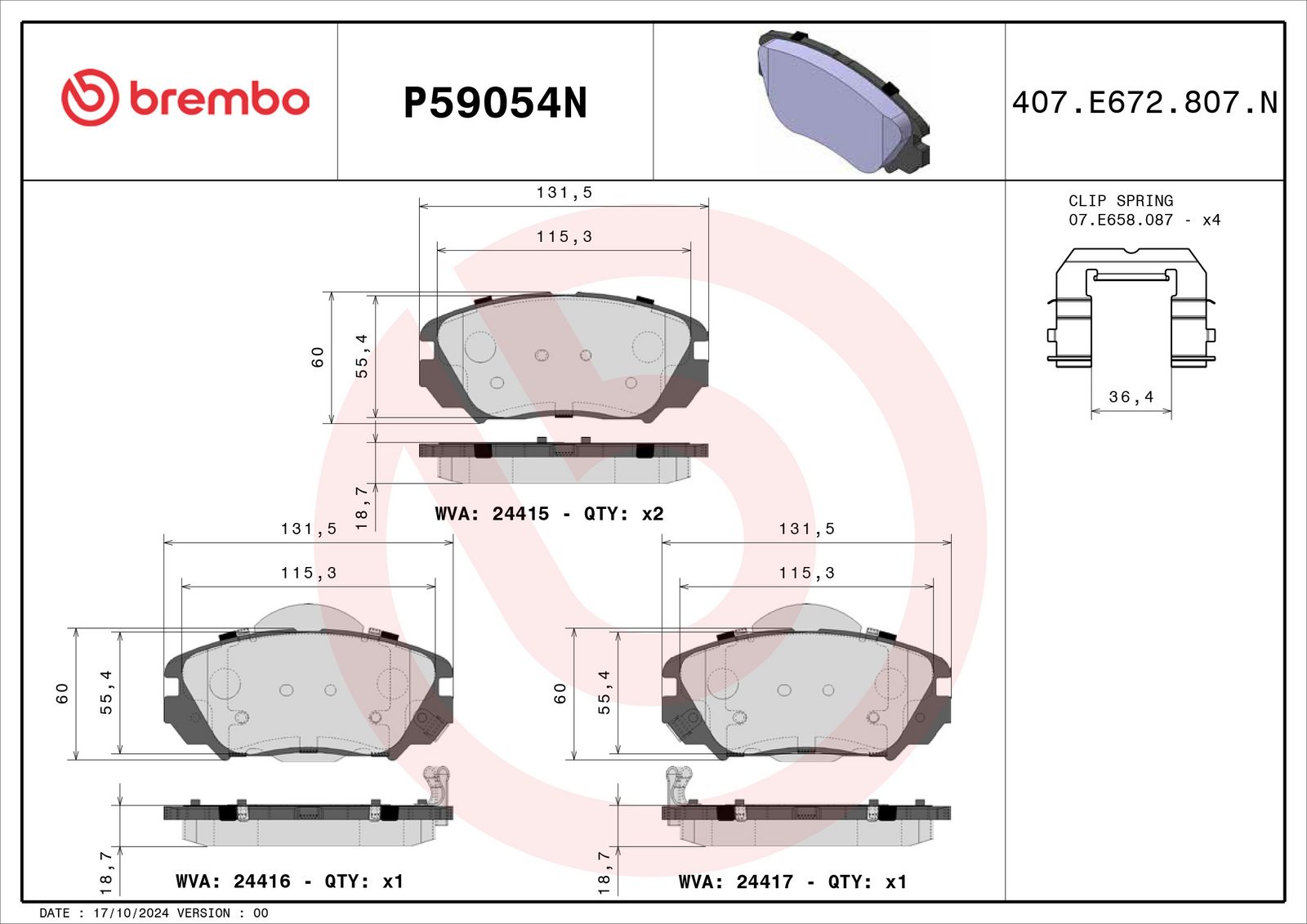 PRIME Ceramic Front Disc Brake Pad Set - P59054N_02