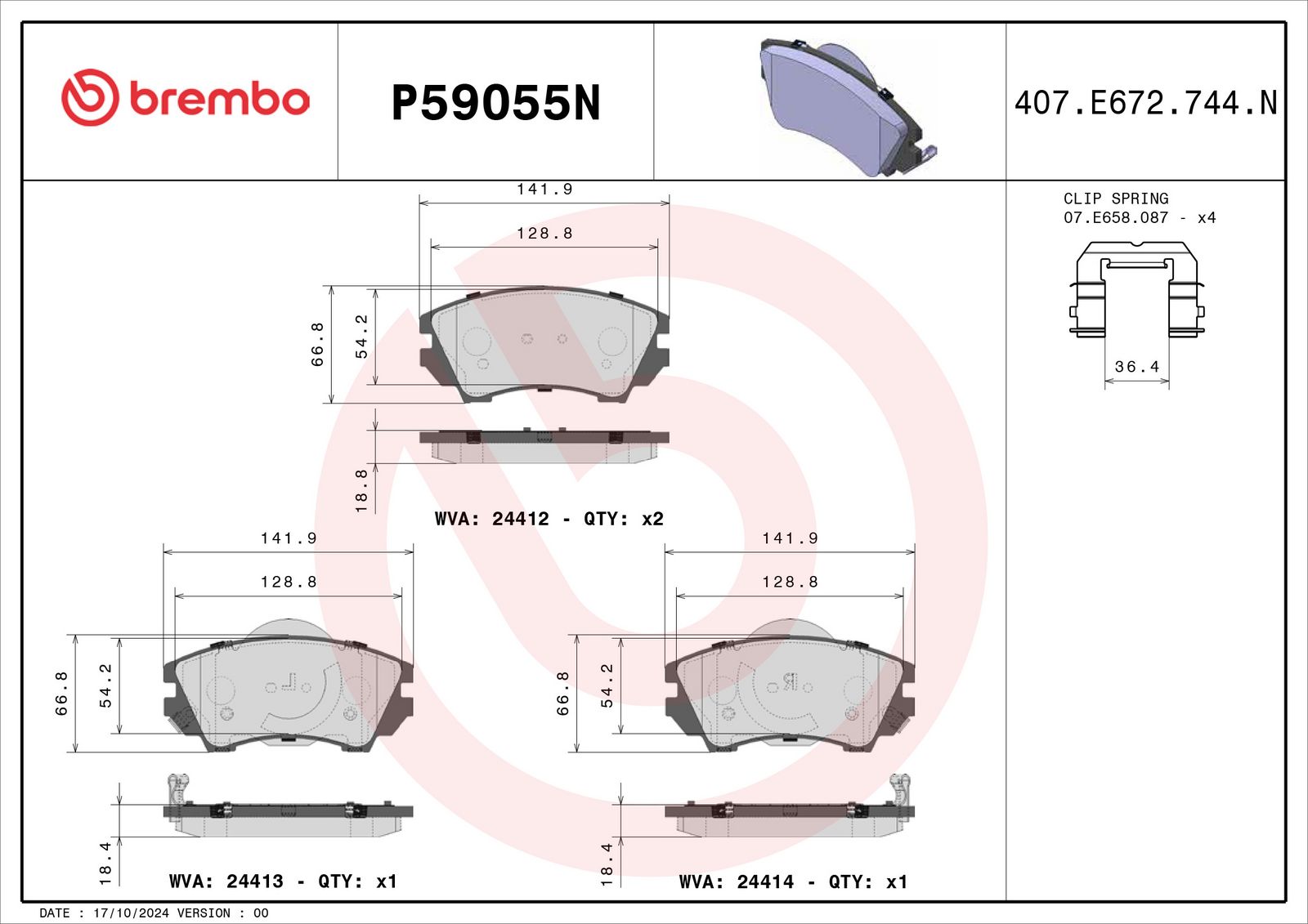 PRIME Ceramic Front Disc Brake Pad Set - P59055N_02