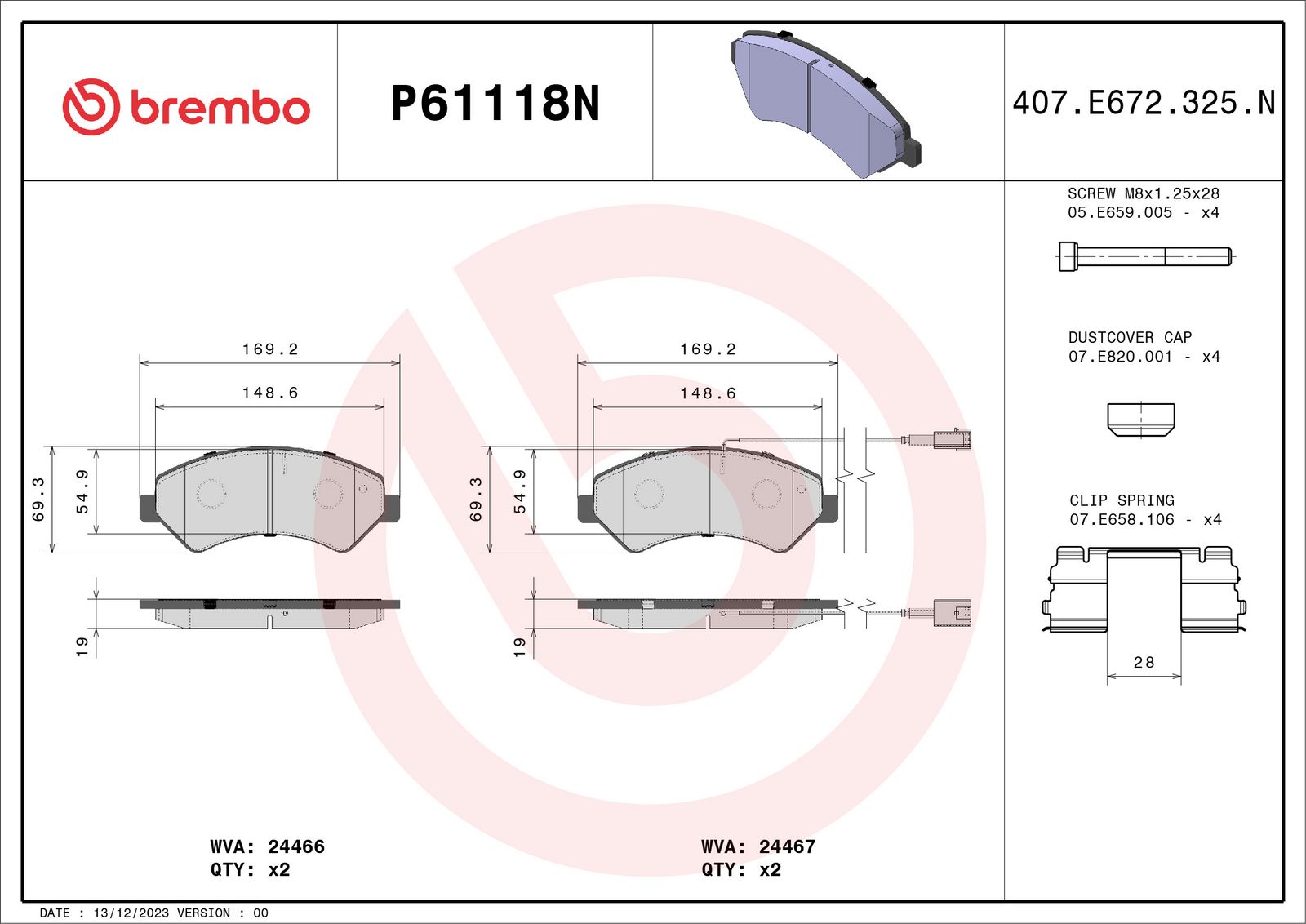 PRIME Ceramic Front Disc Brake Pad Set - P61118N_02