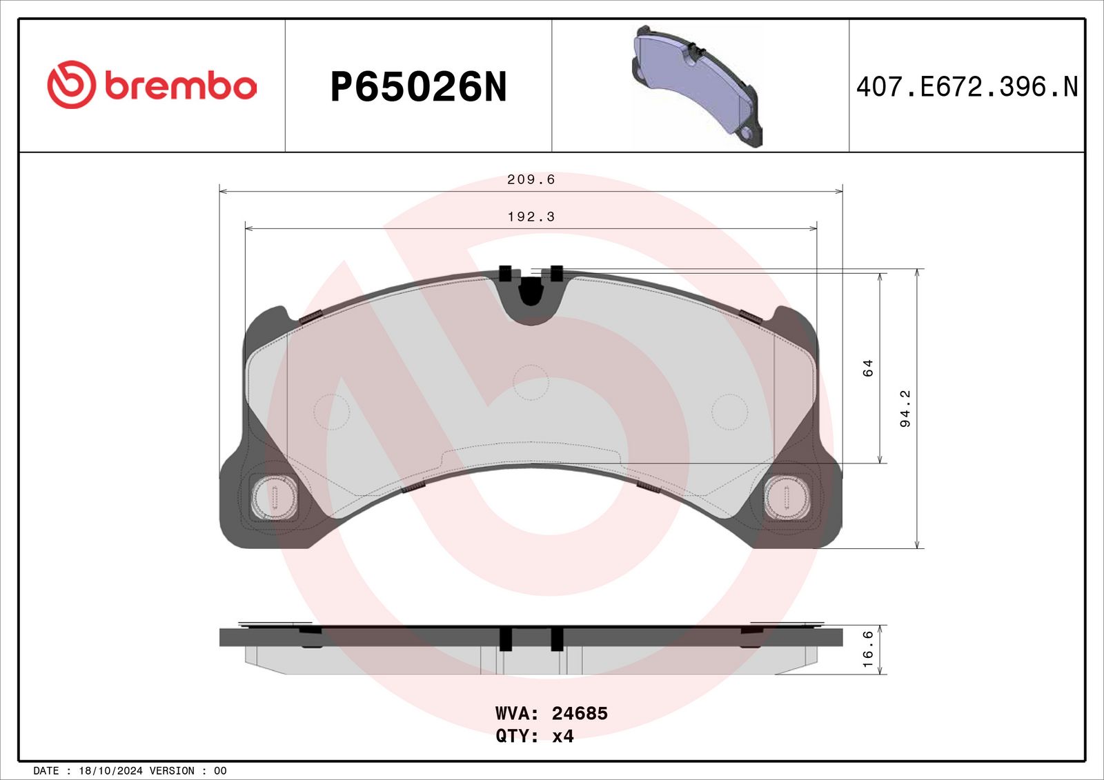 PRIME Ceramic Front Disc Brake Pad Set - P65026N_02