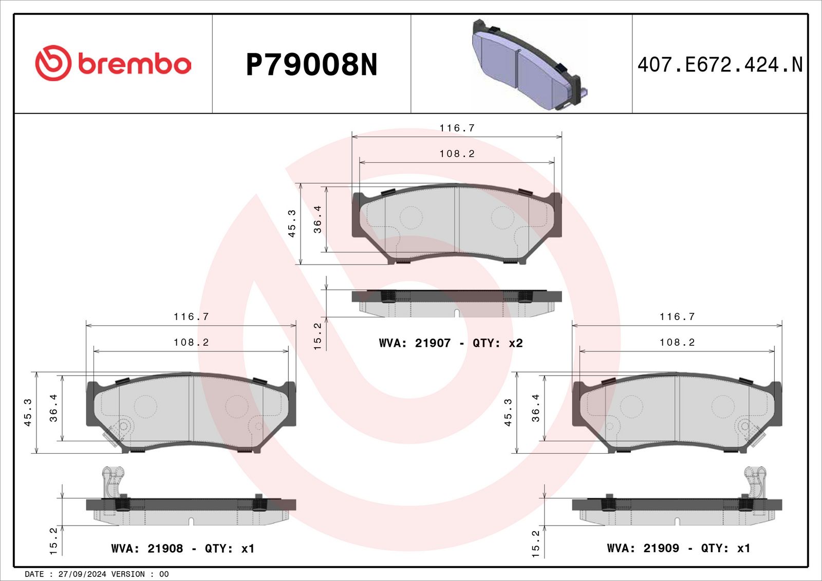 PRIME Ceramic Front Disc Brake Pad Set - P79008N_02