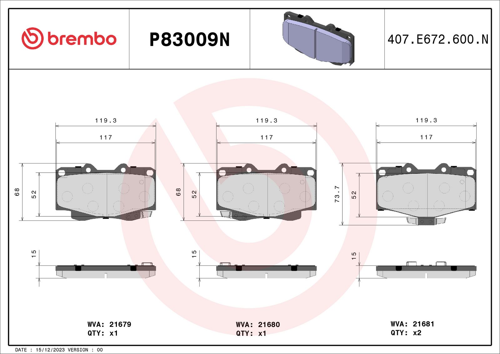 PRIME Ceramic Front Disc Brake Pad Set - P83009N_02