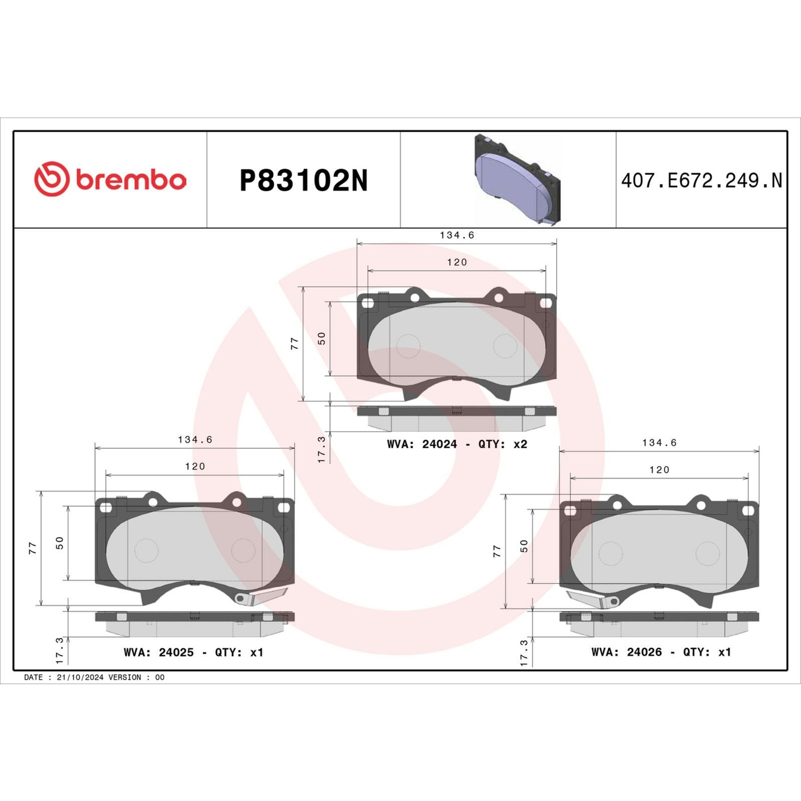 PRIME Ceramic Front Disc Brake Pad Set - P83102N_05